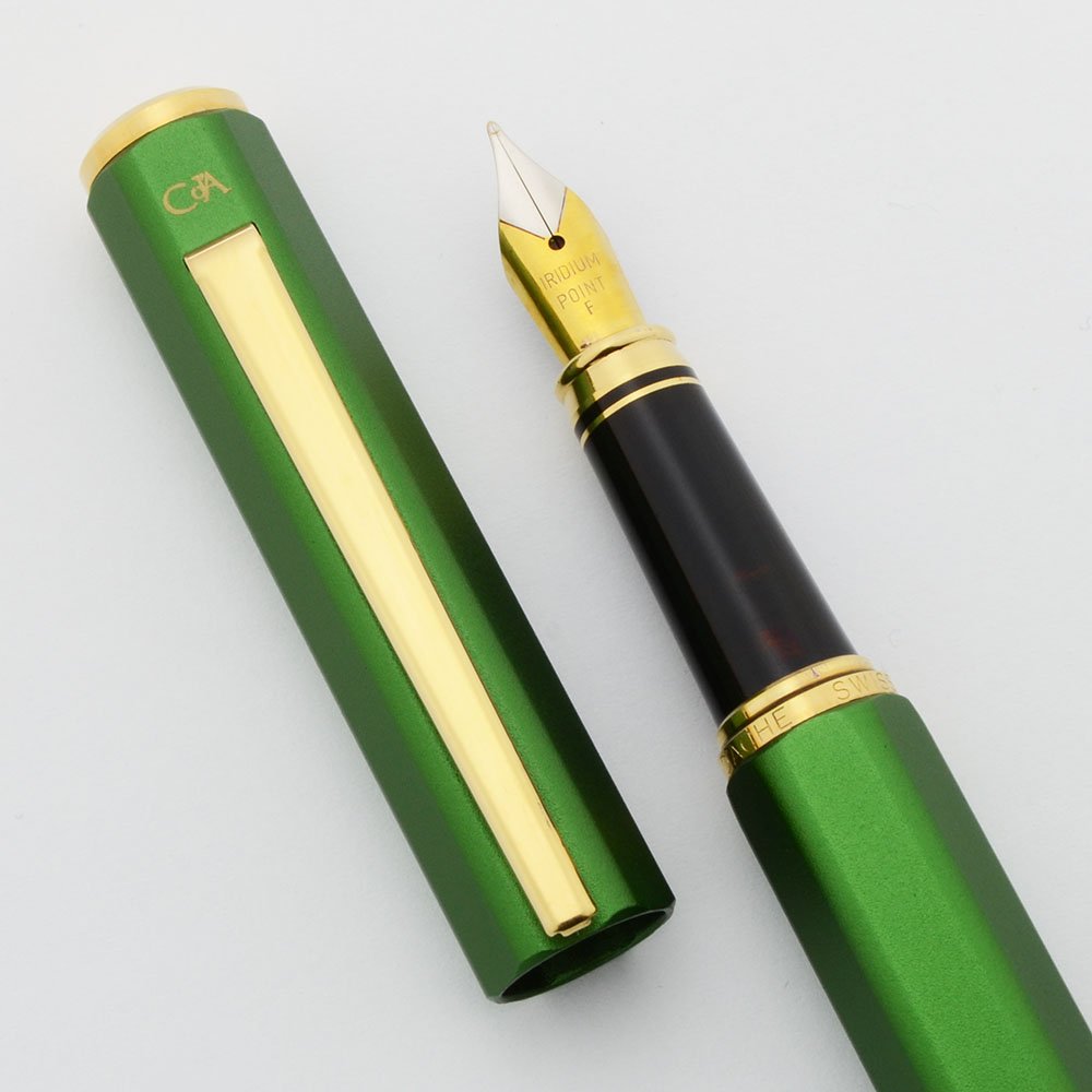 Caran d'Ache Hexagonal Fountain Pen - Matte Green Metal, GP Trim, Fine ...