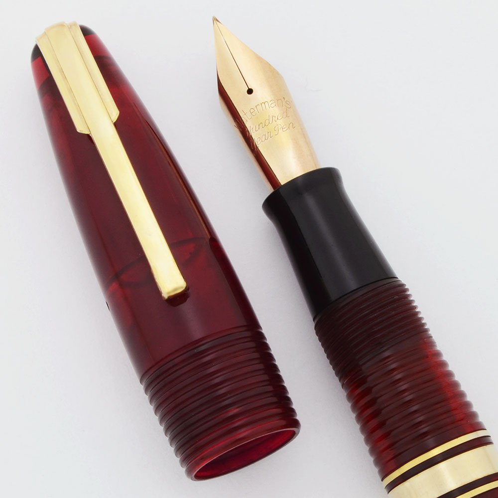 Waterman Hundred Year Pen Set (1940) - Standard Size, Red Transparent